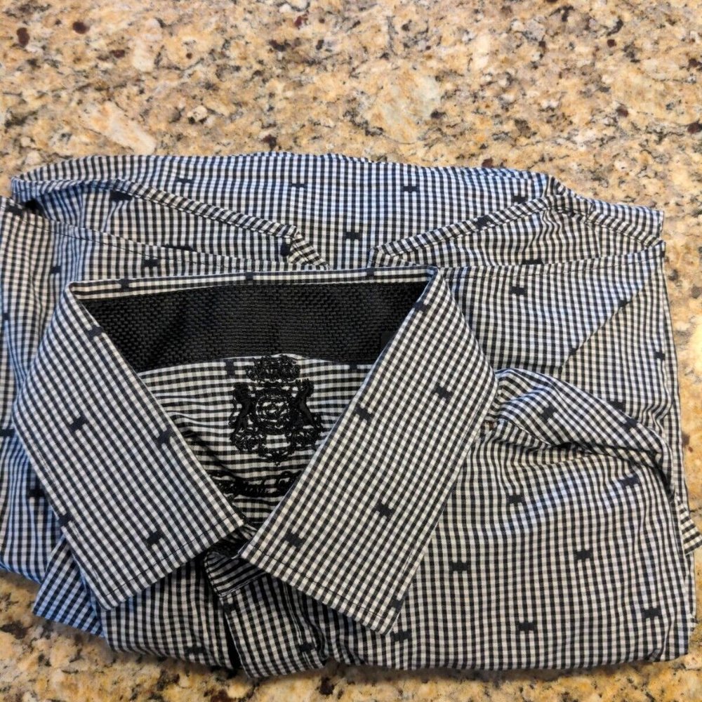 Men's English Laundry XL Black and White Print Long Sleeve Button Down